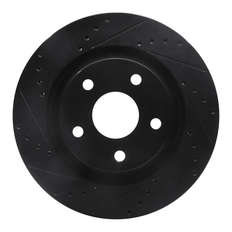 Jeep Wrangler Brake Rotor (1) - Front Left - R1 Concepts - Drilled & Slotted - Black - `12-`18